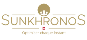 Logo Sunkhronos, avec le slogan « Optimiser chaque instant ».